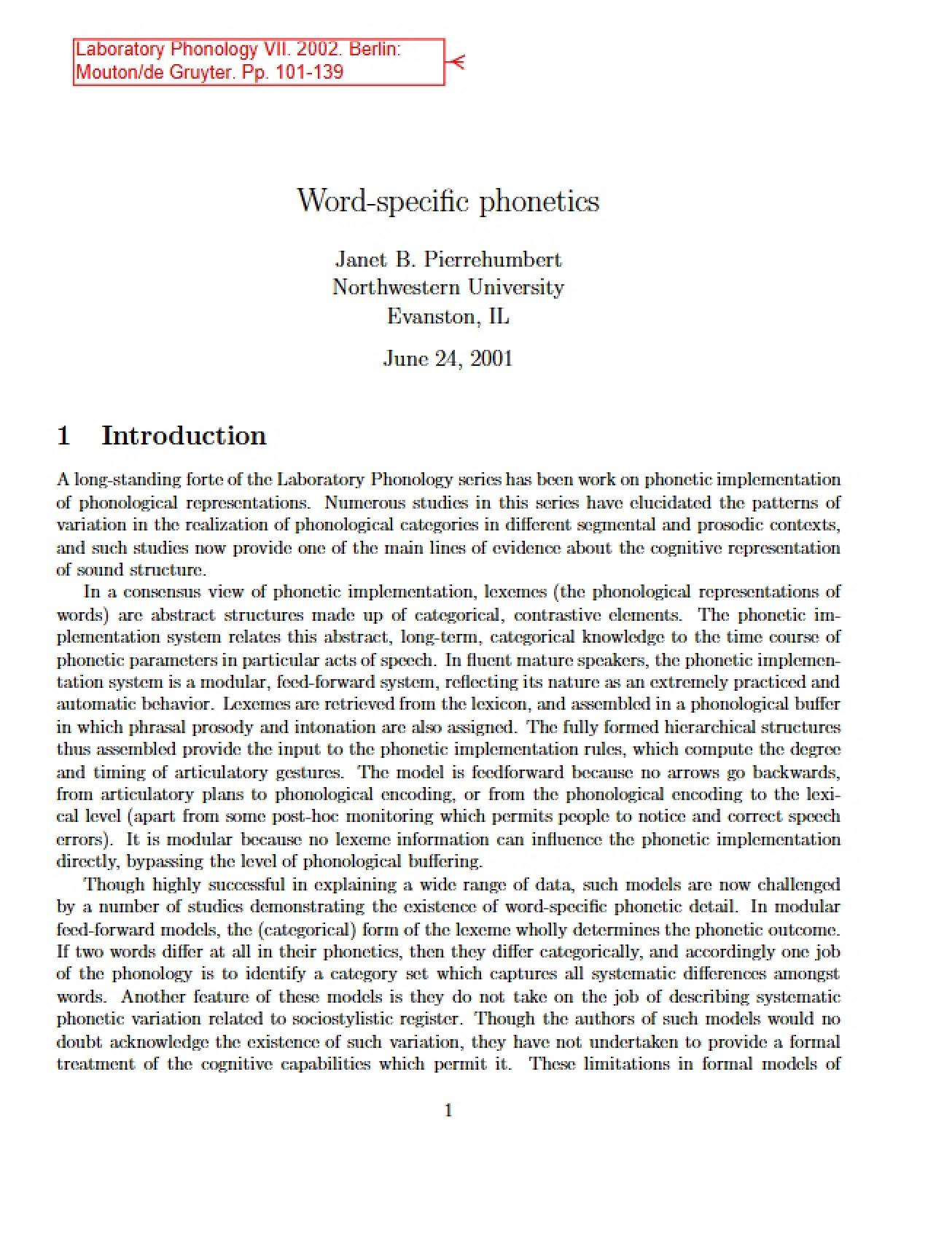 Word-Specific Phonetics