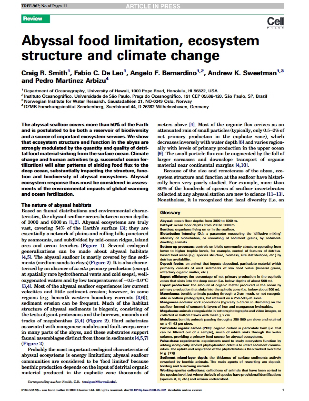 Climate Change and Abyssal Ecosystem Structure