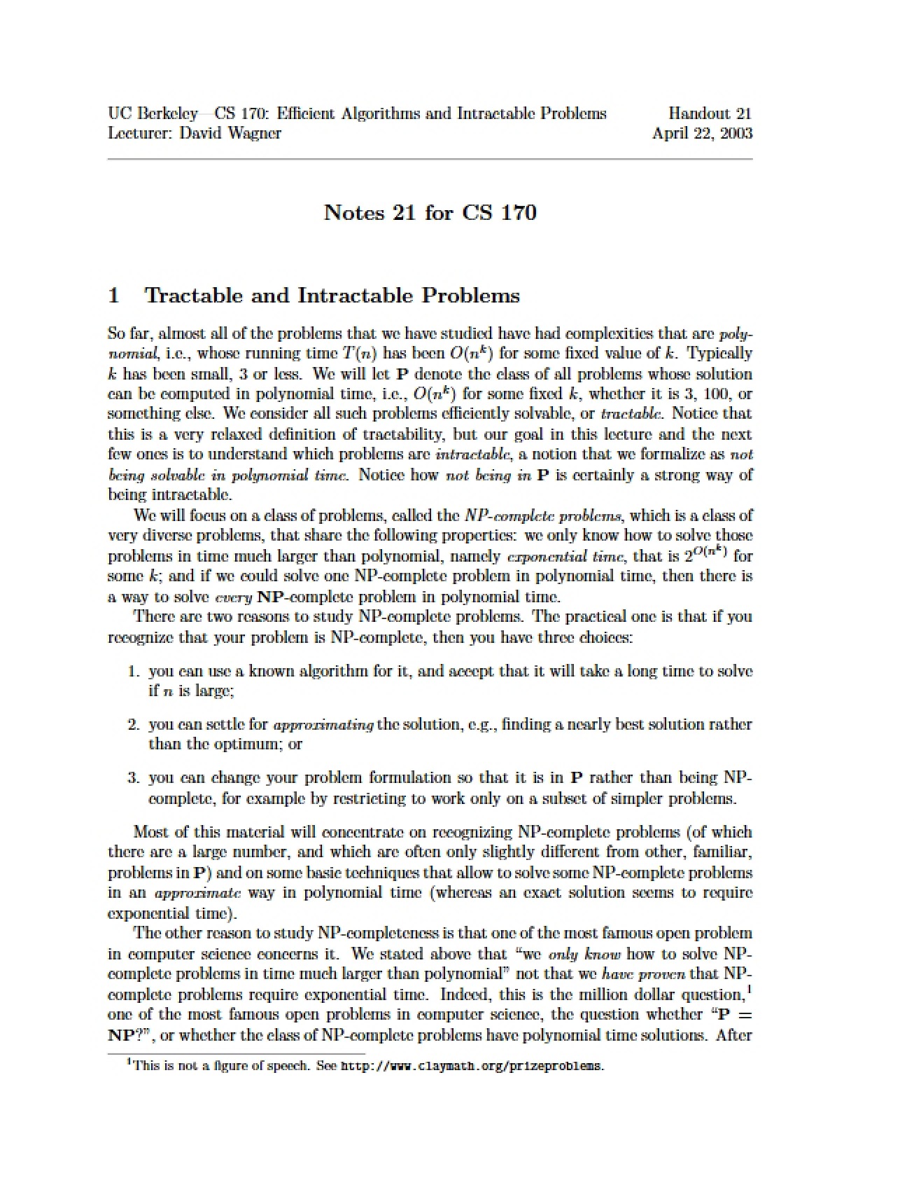 CS 170 Notes 21