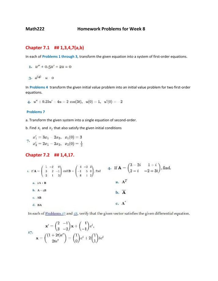 Week 8 Homework Problems