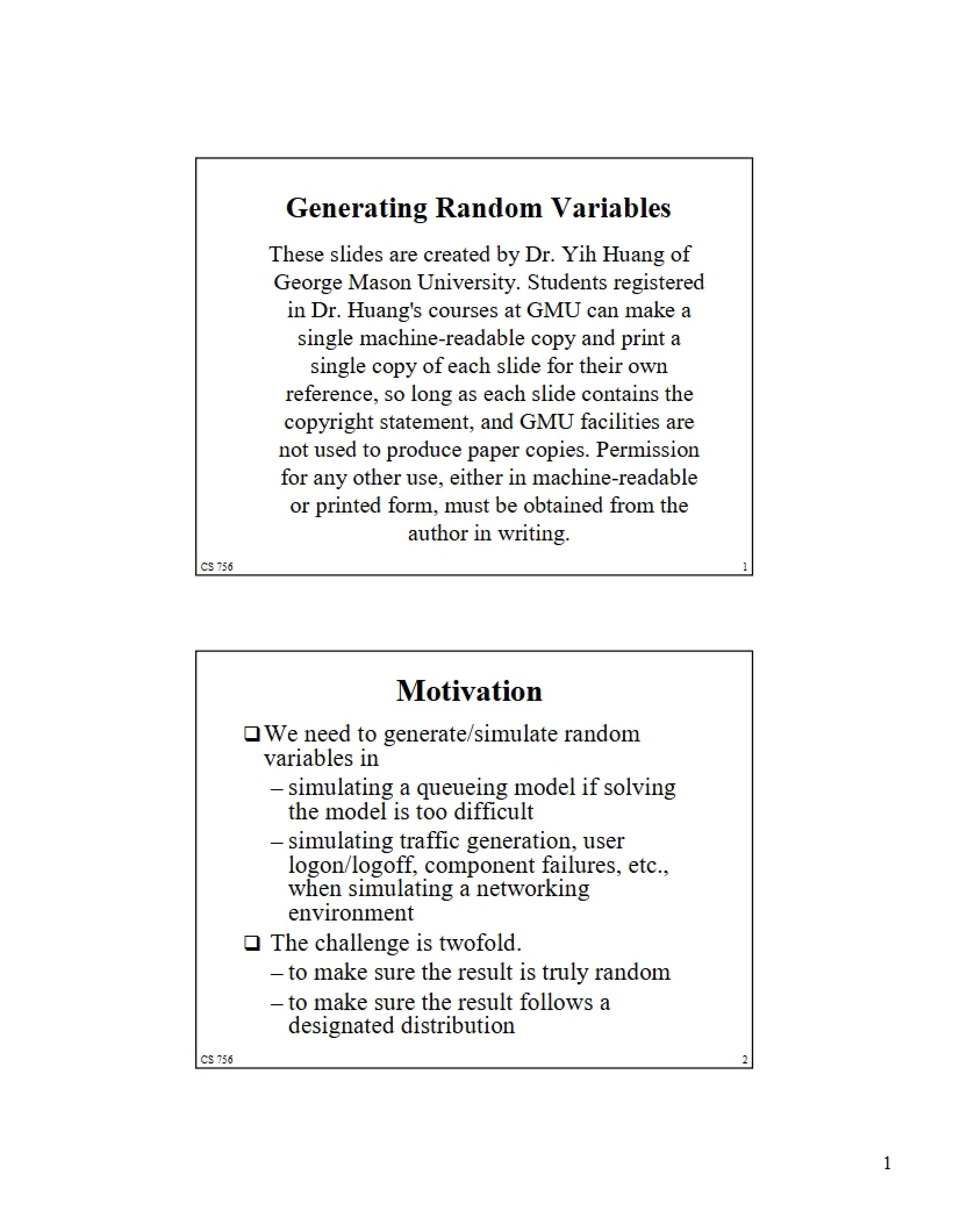 Random Variable Generation