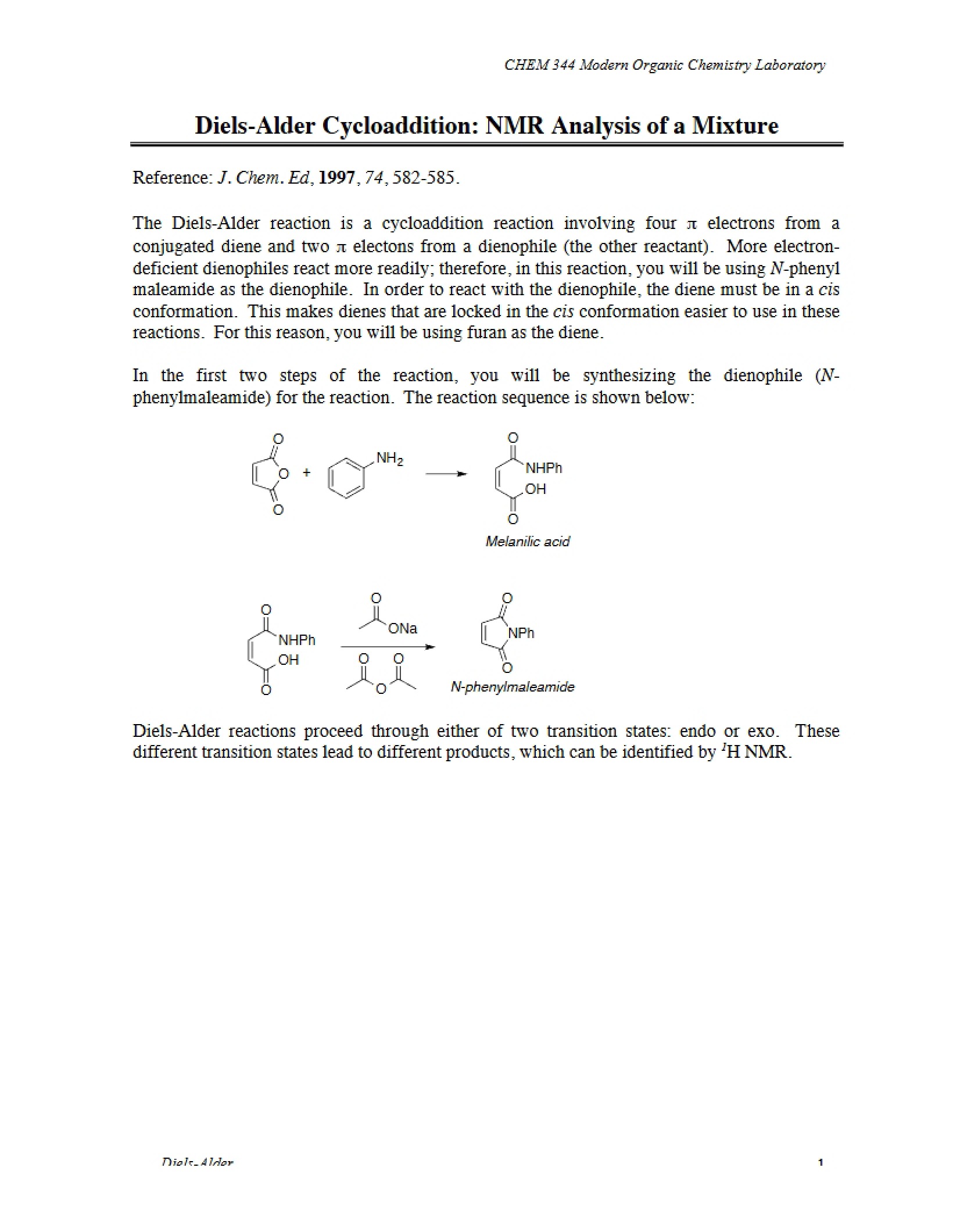 Mixture NMR Analysis Diels-Alder Cycloaddition