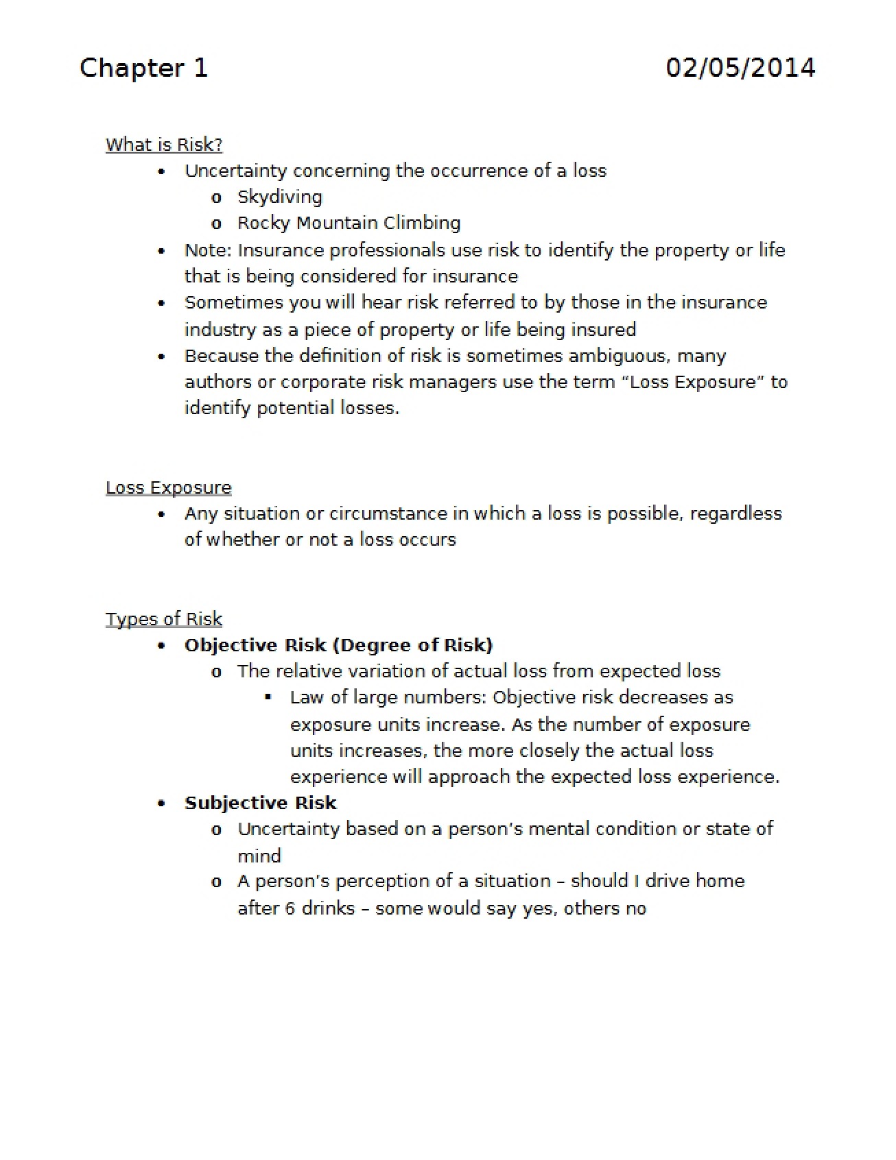 First Chapter Notes