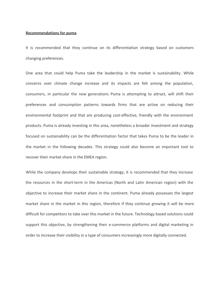 Sustainable Strategy for Puma's Market Leadership