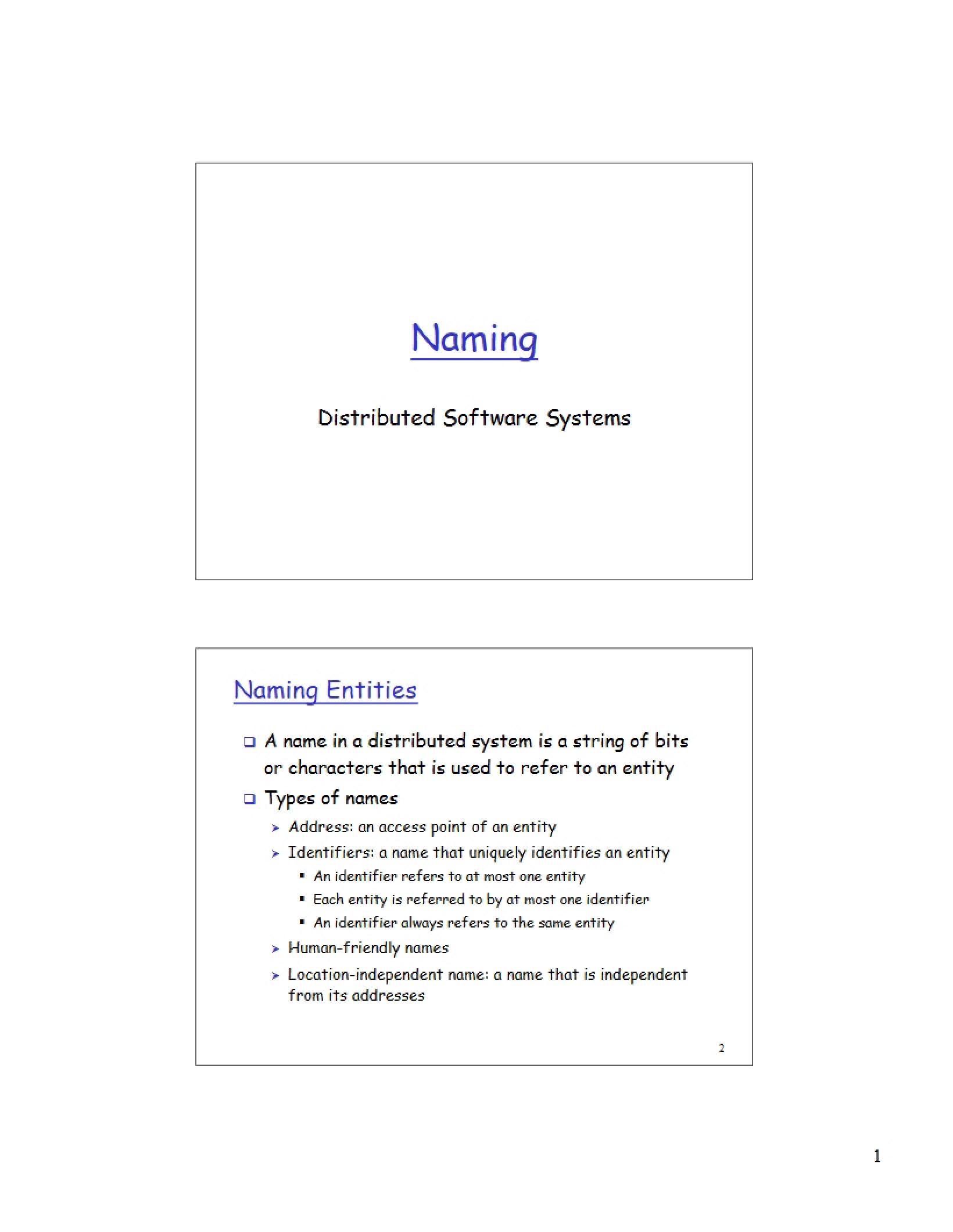 Naming in Distributed Systems