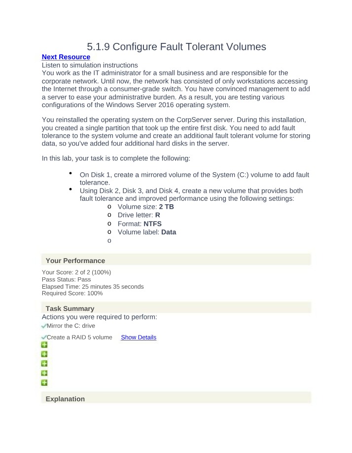 Windows Server 2016 - Configuring Fault Tolerant Volumes