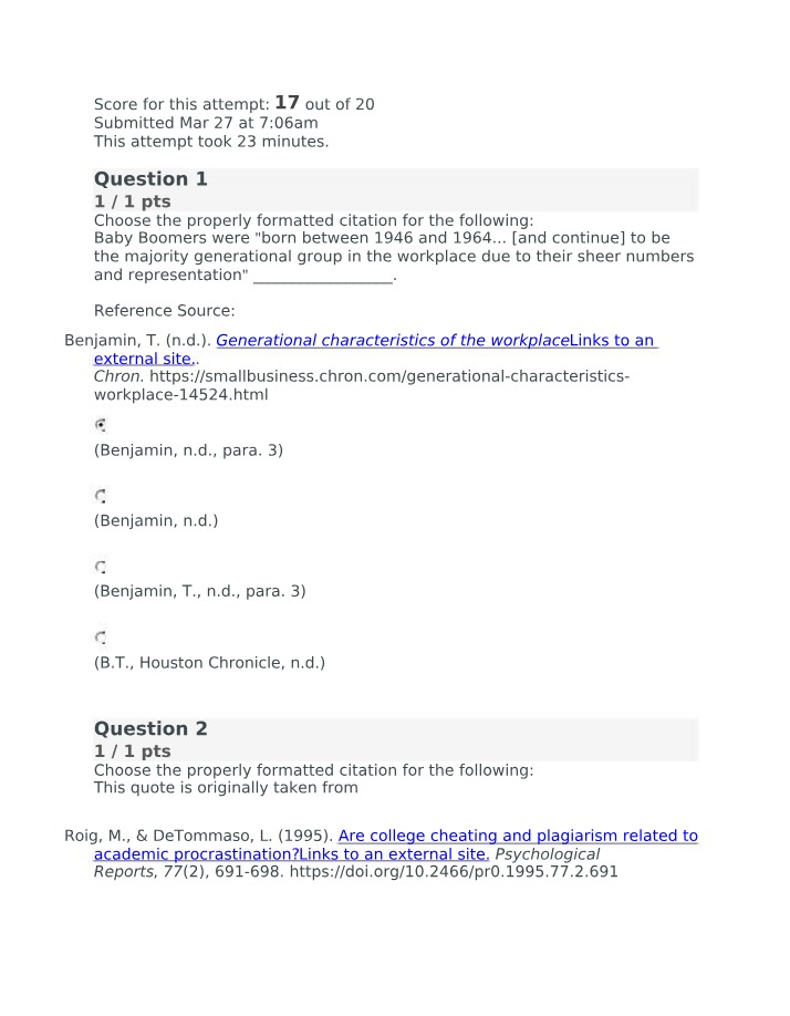 Properly Formatted Workplace Generational Citations