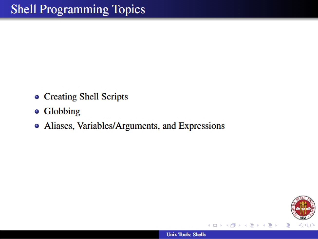 Review of Various Shell Programming Topics