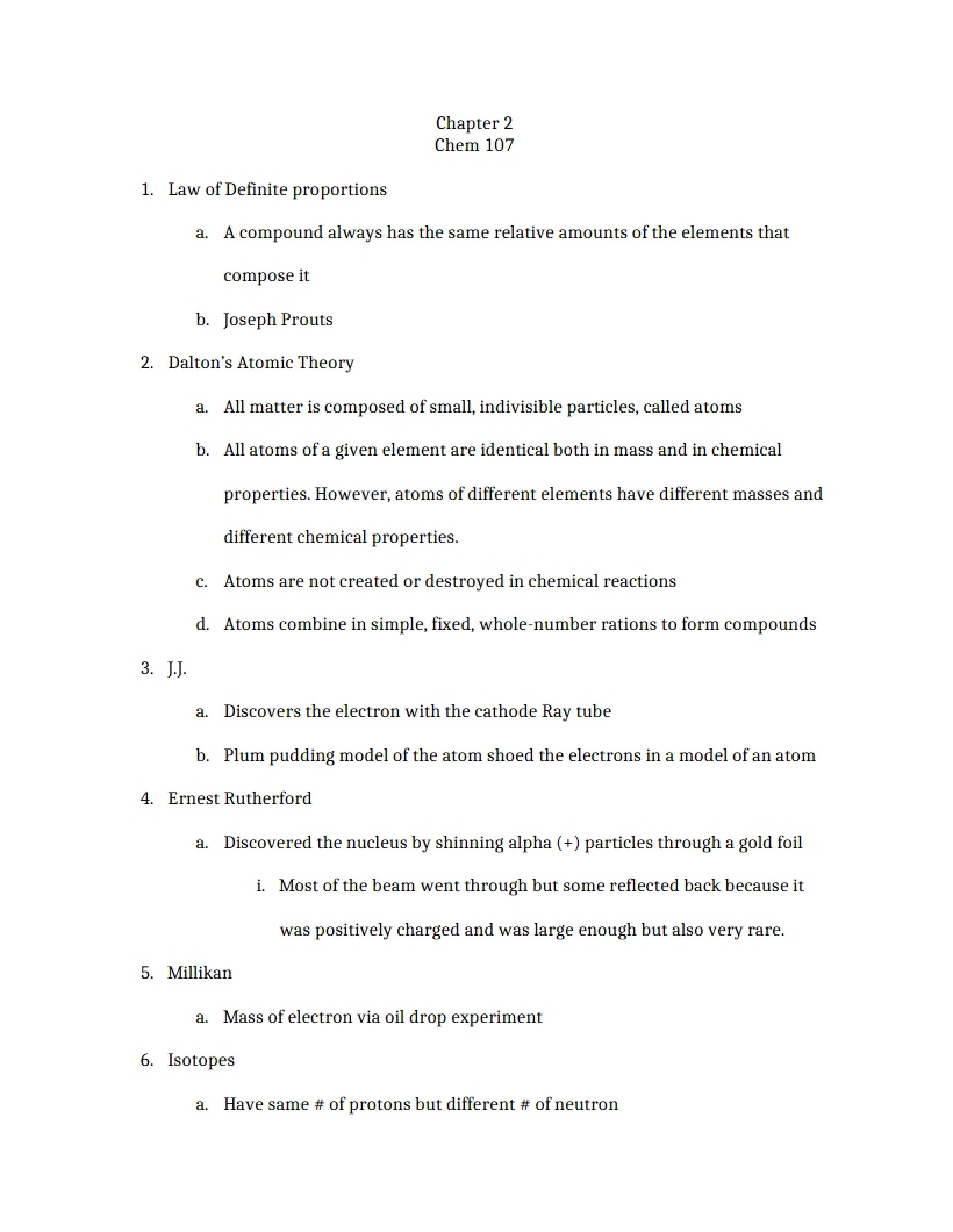 Definite Proportions Law