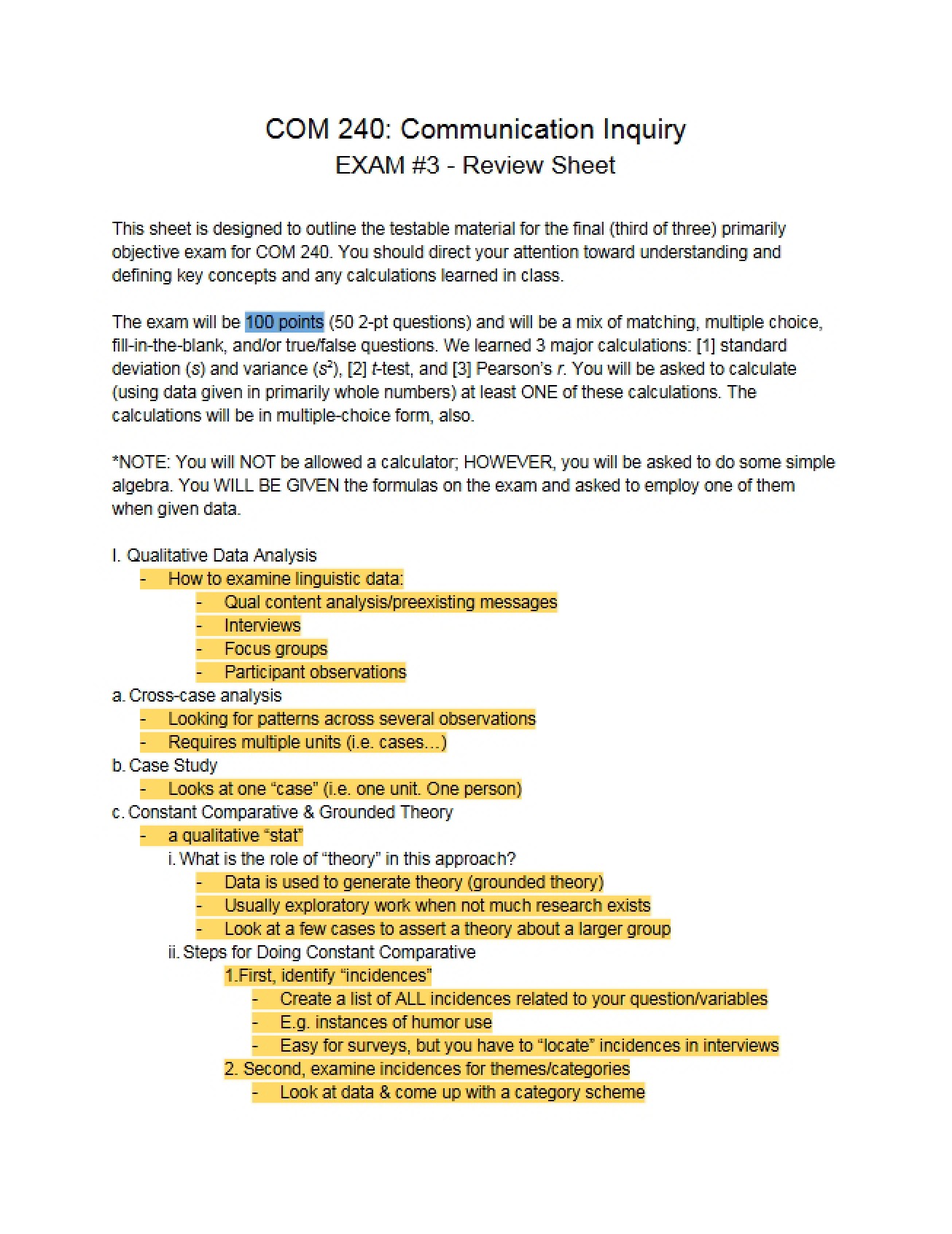 Exam 3 for COM 240