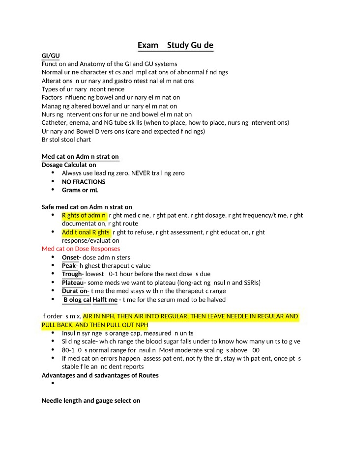 Study Guide for Exam 3