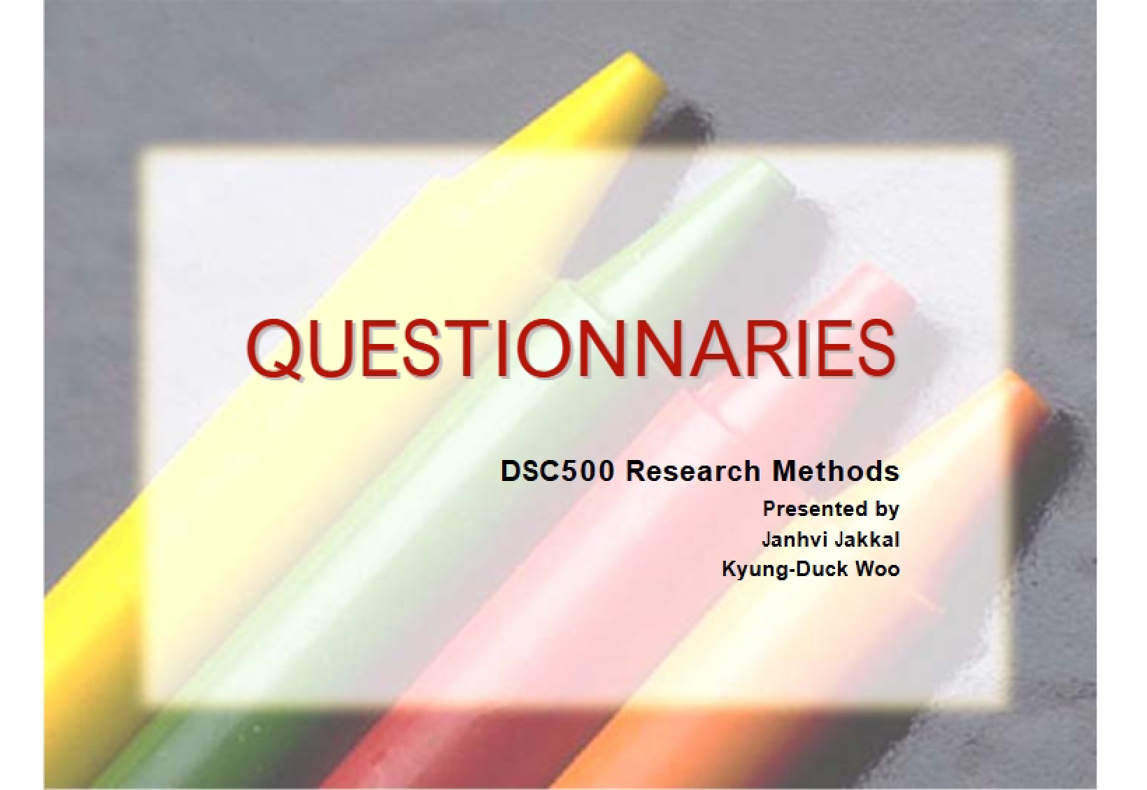 Questionnaires for Presentation