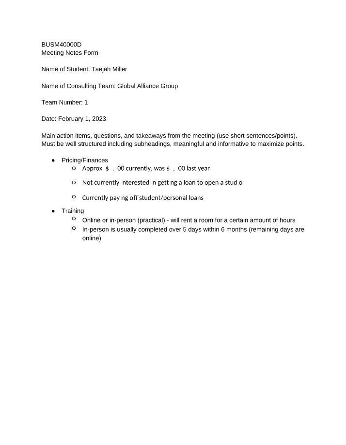 Yoga Pricing, Training, and Long-Term Goals Meeting Notes