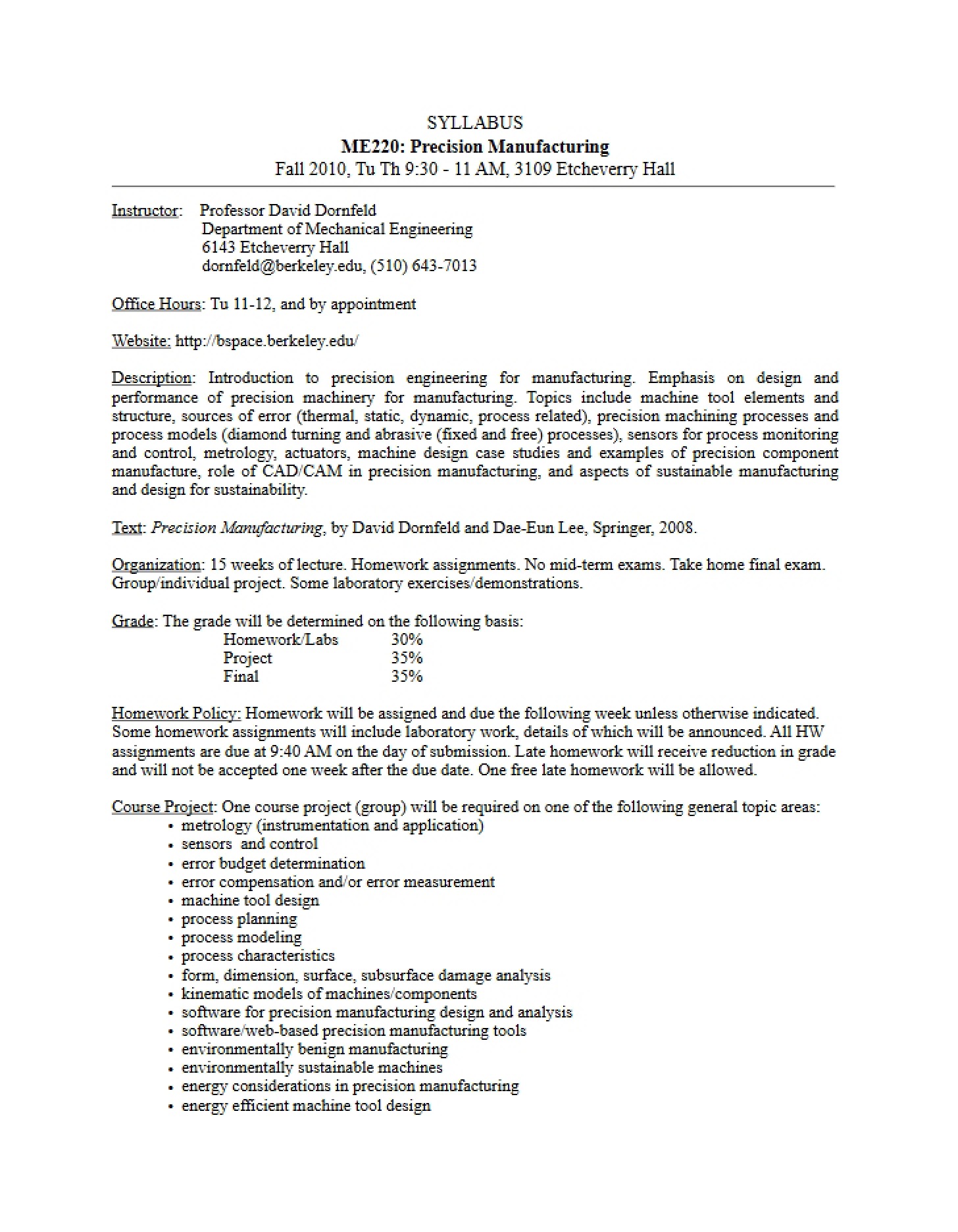 Course Syllabus