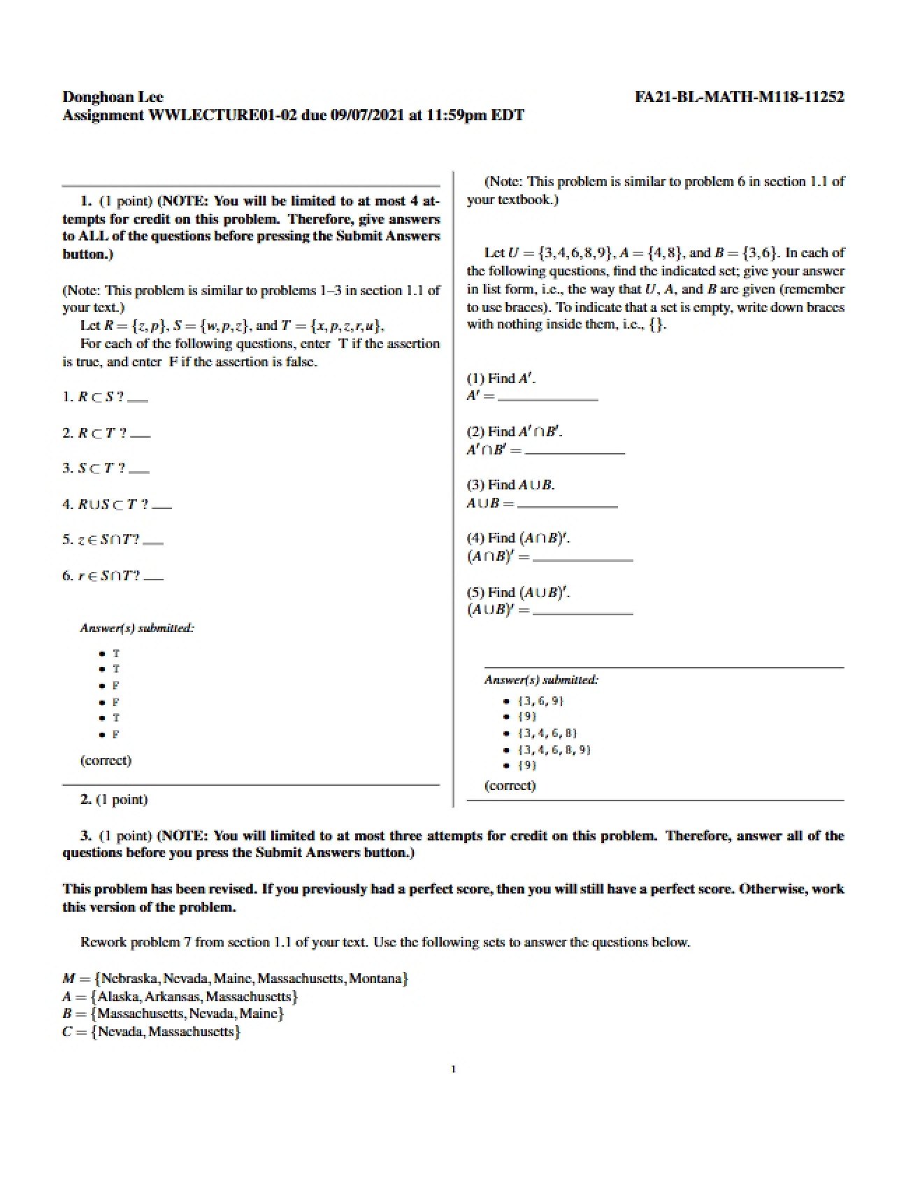 Finite Mathematics Assignment