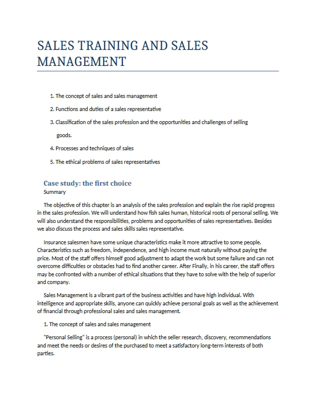 Managing and Training Sales Teams