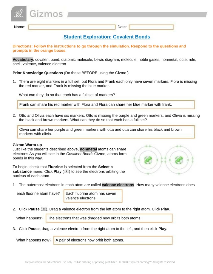 Covalent Bonds Study