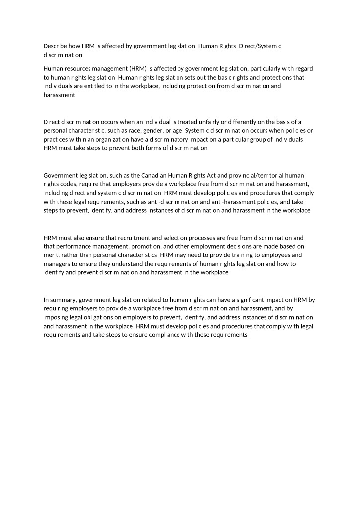Preventing Discrimination - Government Legislation and HRM