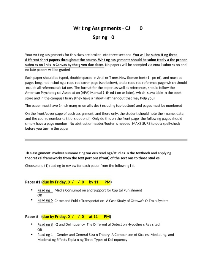 Writing Assignments Instructions for CJ 4340