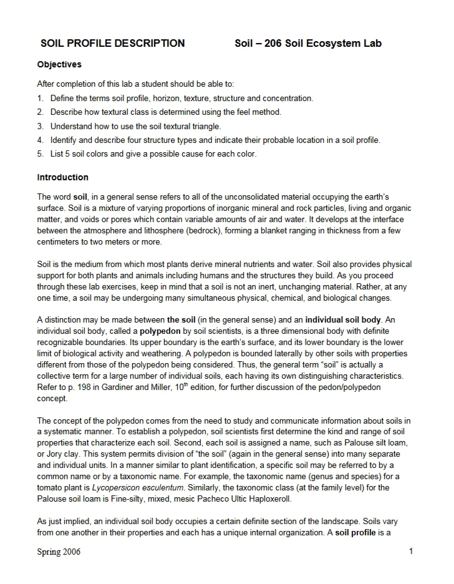 Description of Soil Profiles