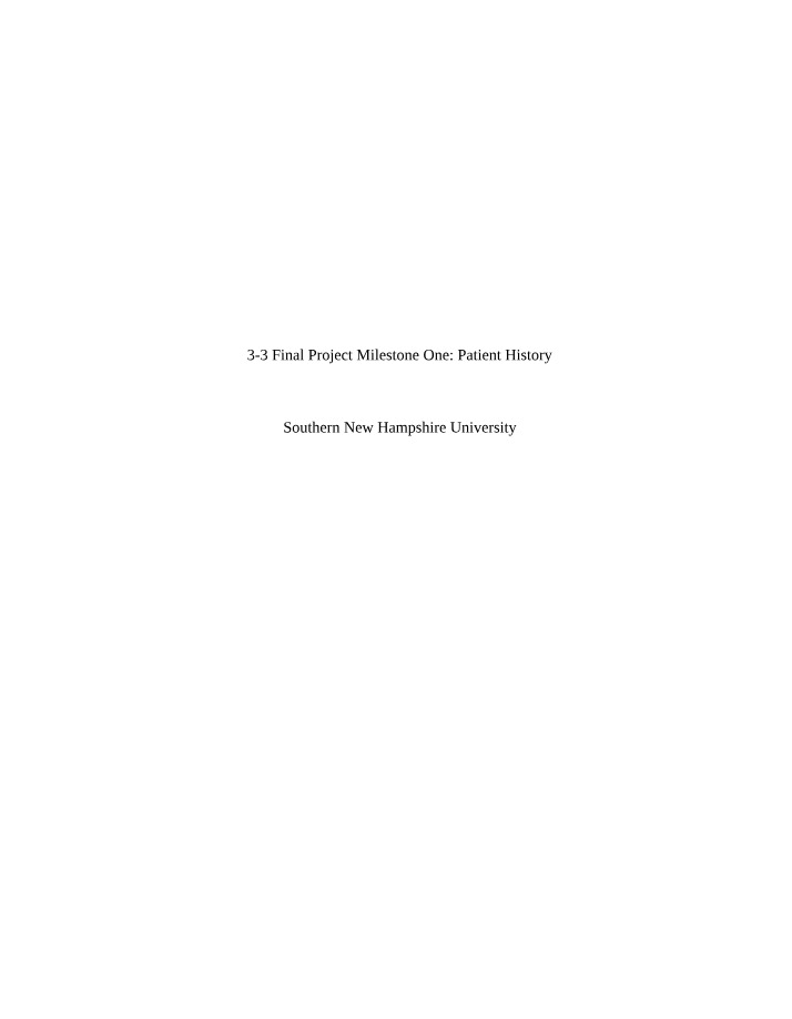 Patient History - Final Project Milestone One