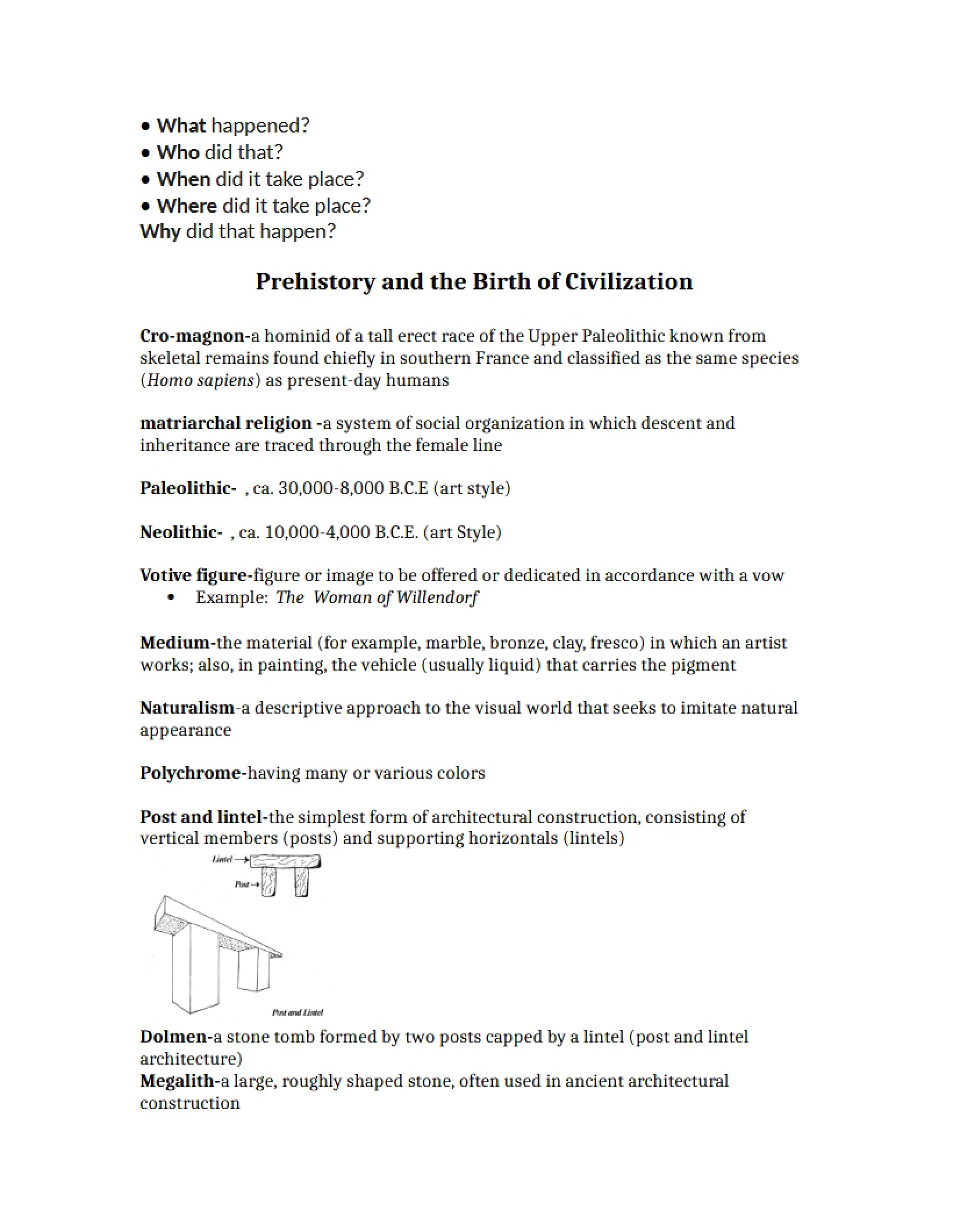 Civilization Origins and Prehistory