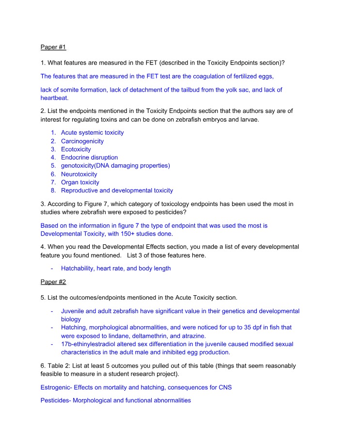 Zebrafish FET Test - Measuring Toxicity Endpoints