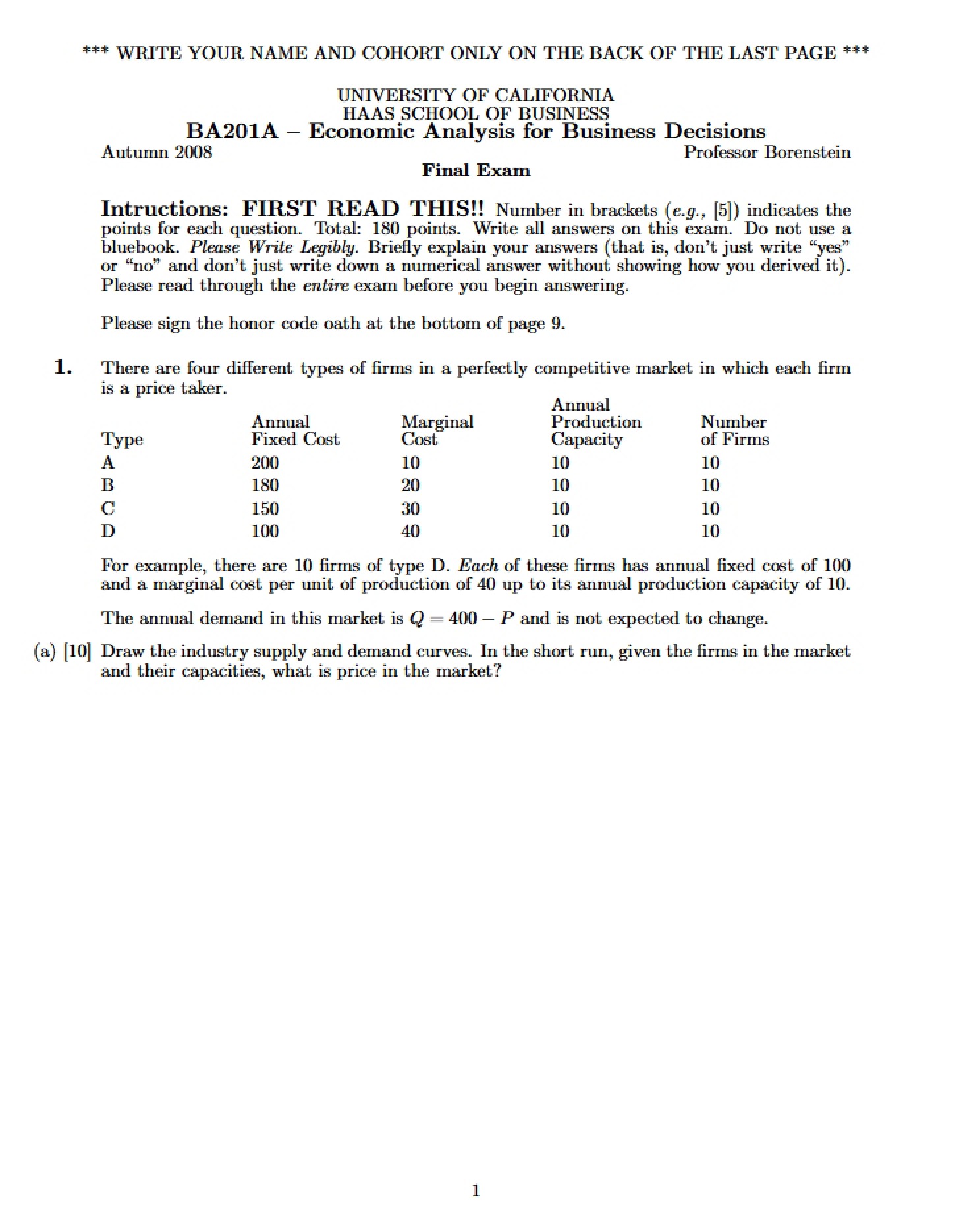 Course Examination