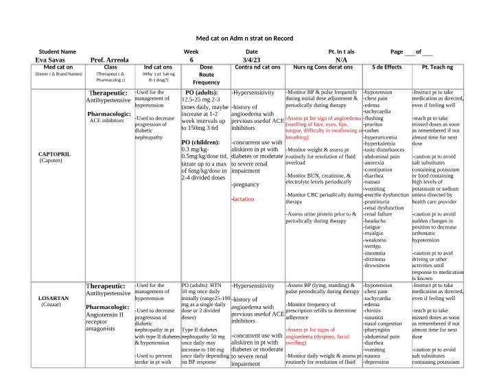 N121L-A Medication Administration Record - Week 6