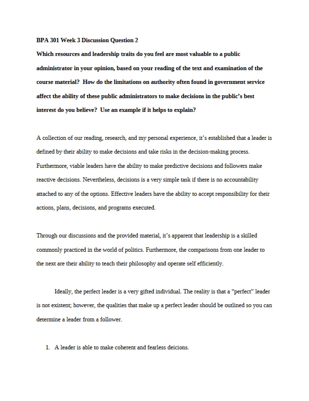 Public Administration Assignment