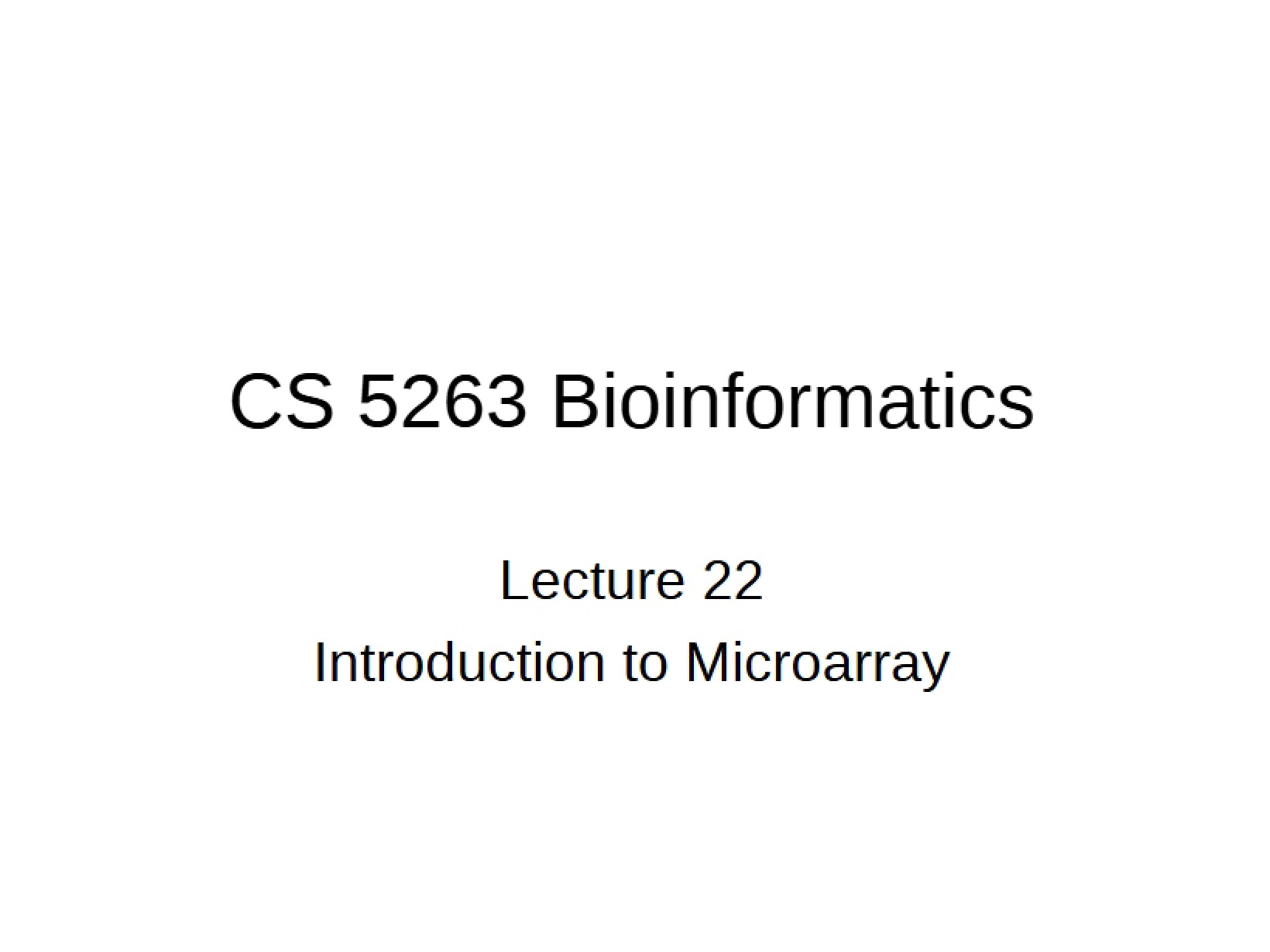 Bioinformatics Class Lecture
