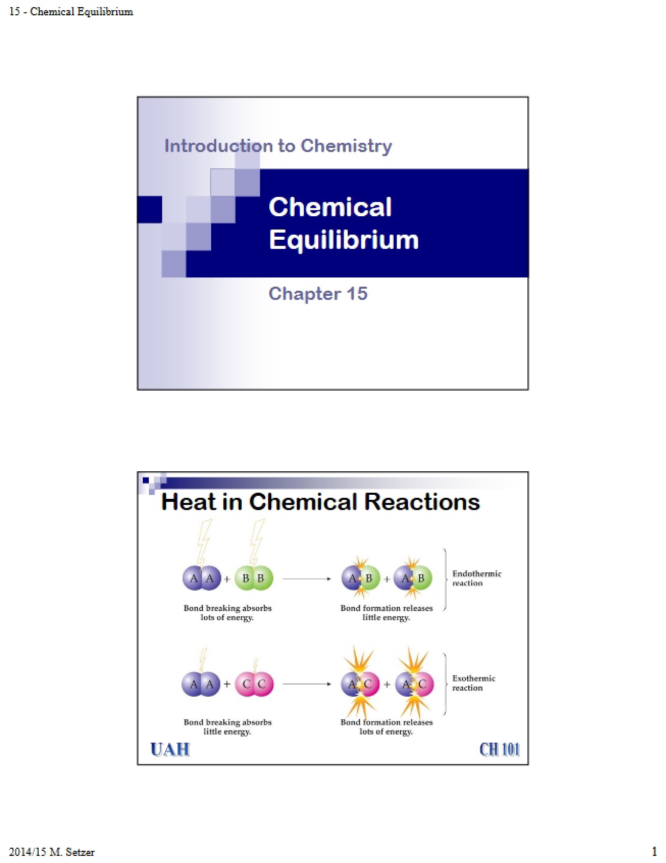 Equilibrium in Chemistry