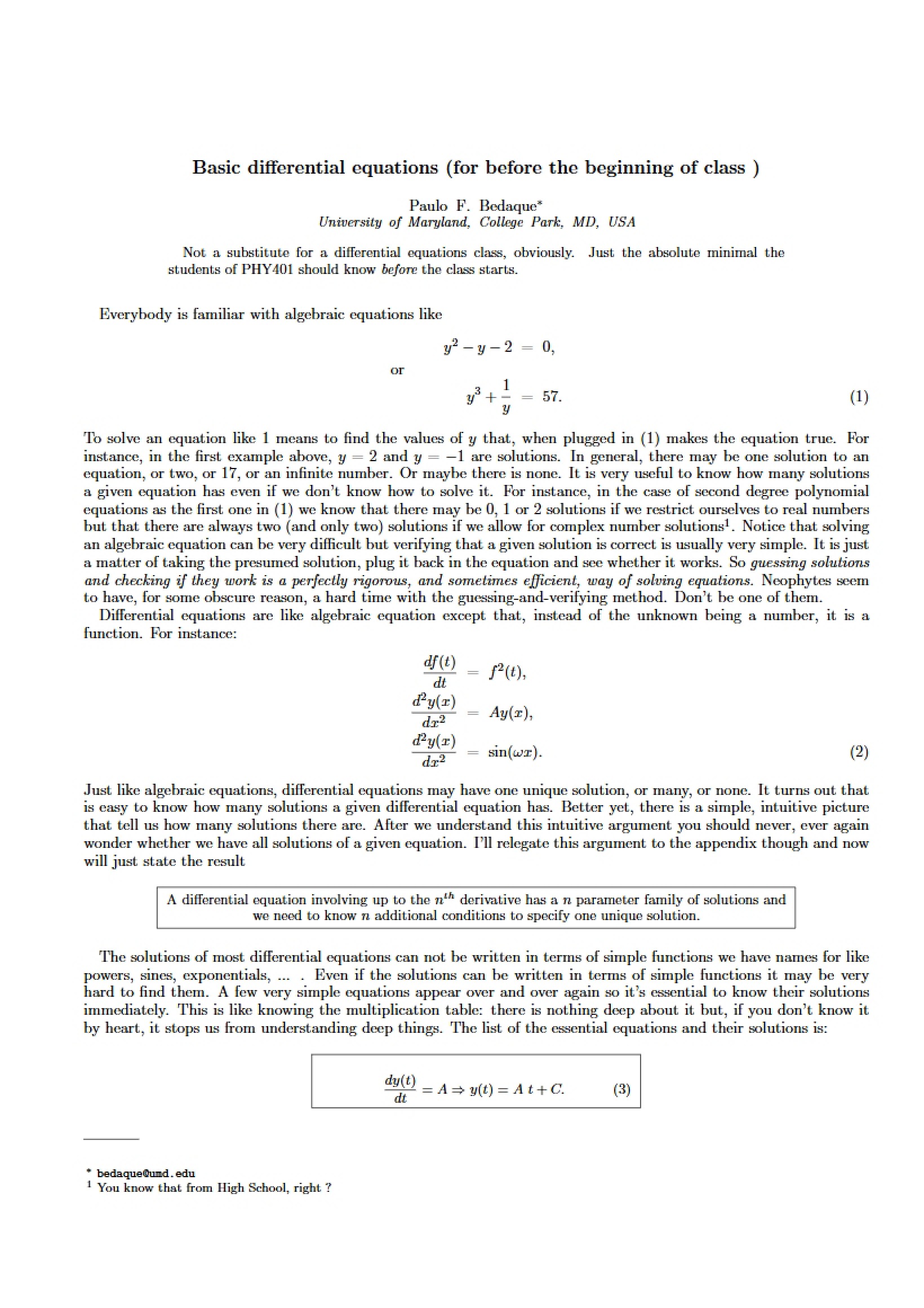 Differential Equations Basics