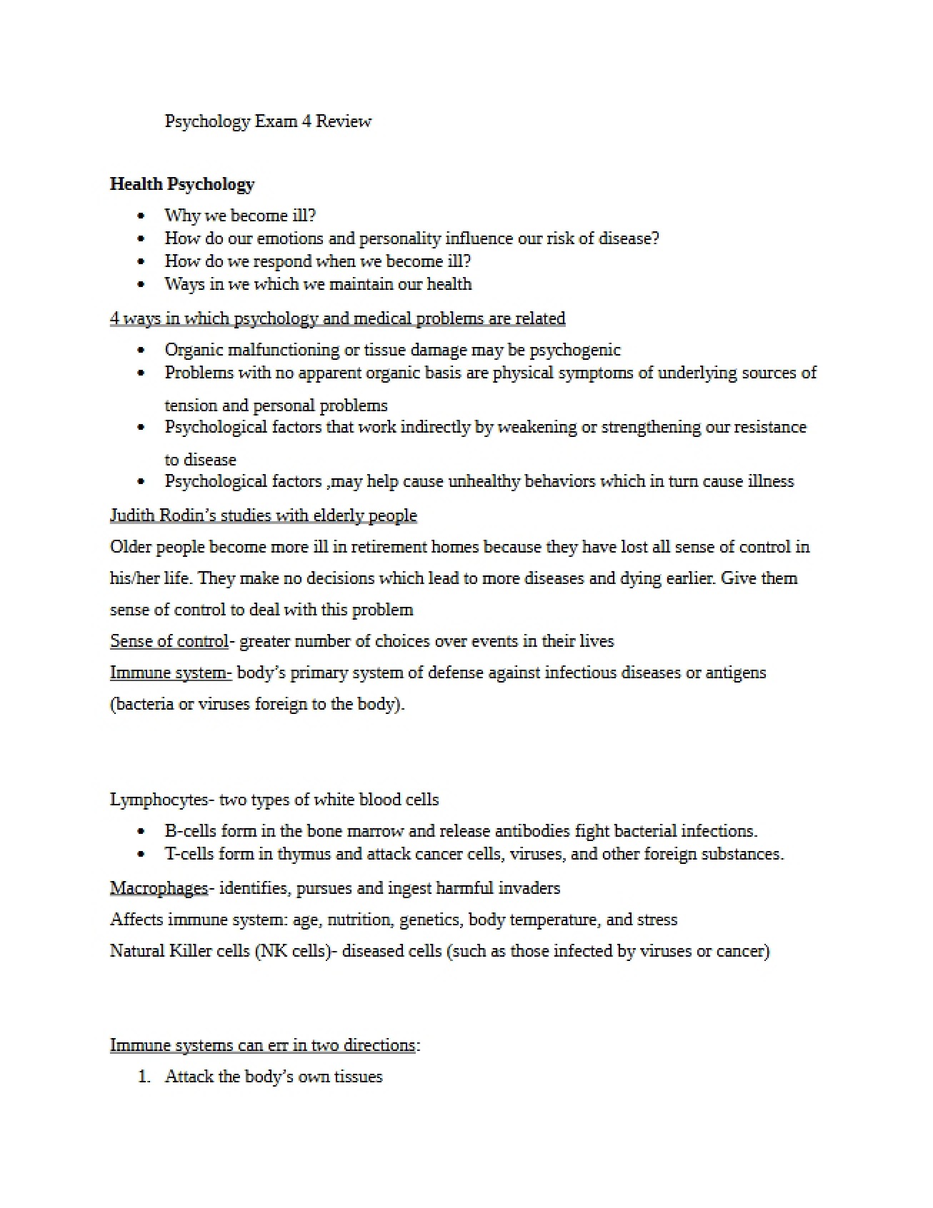 Guide for Exam One