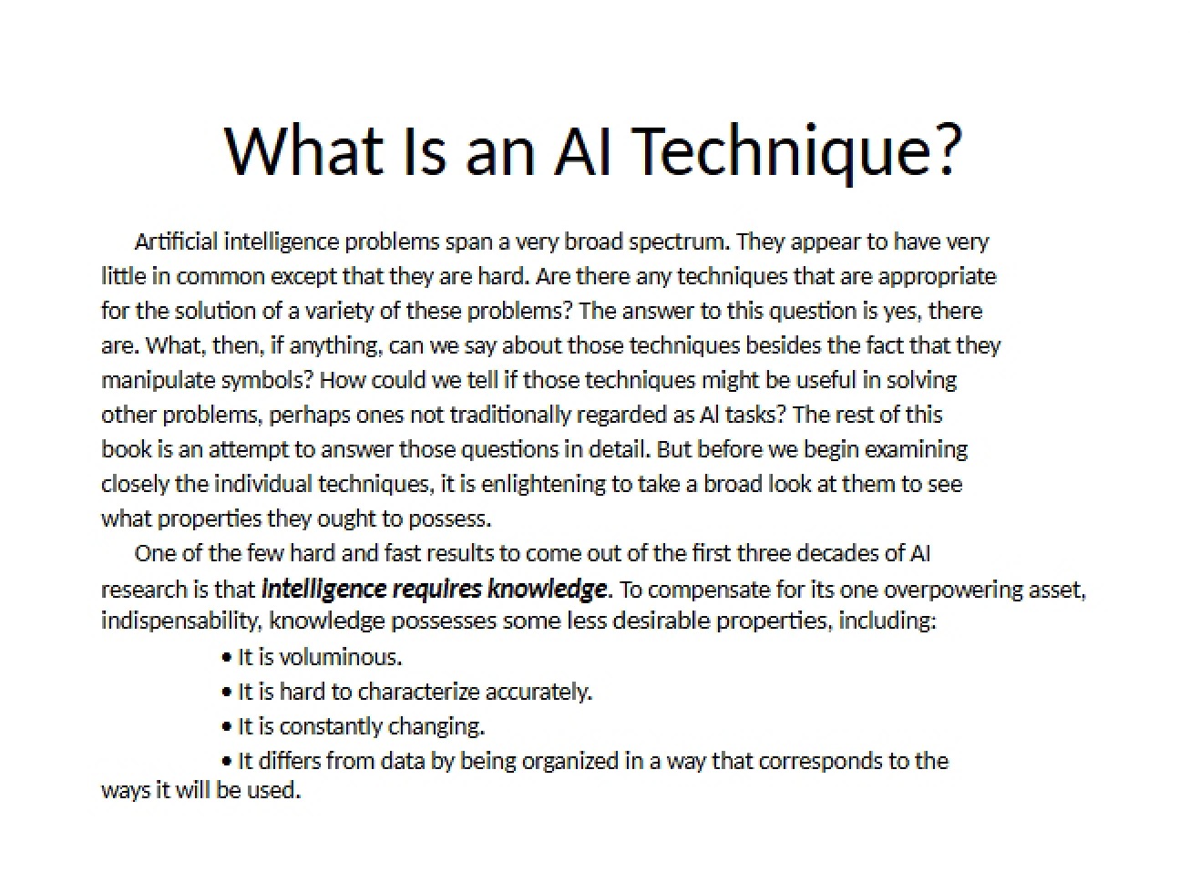 Defining Artificial Intelligence Techniques