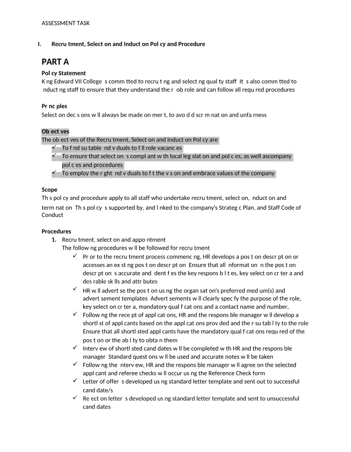 Assessment Task 3 for BSBHRM524