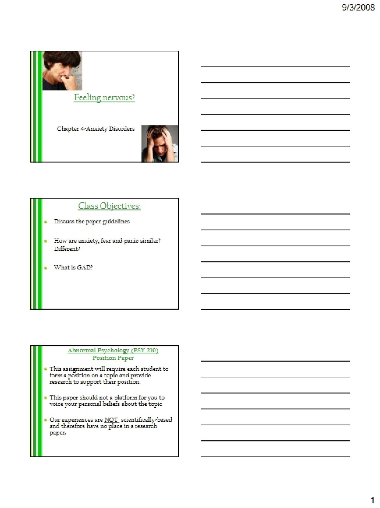 Anxiety Disorders Lecture (No. 3)