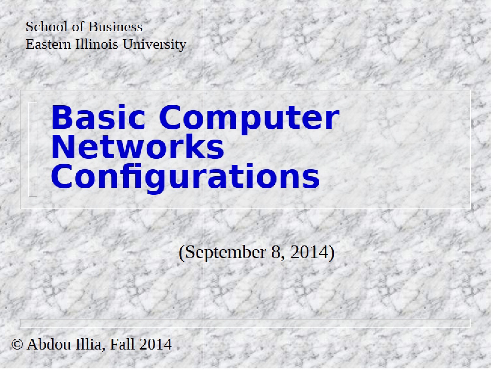 Basic Configurations for Computer Networks