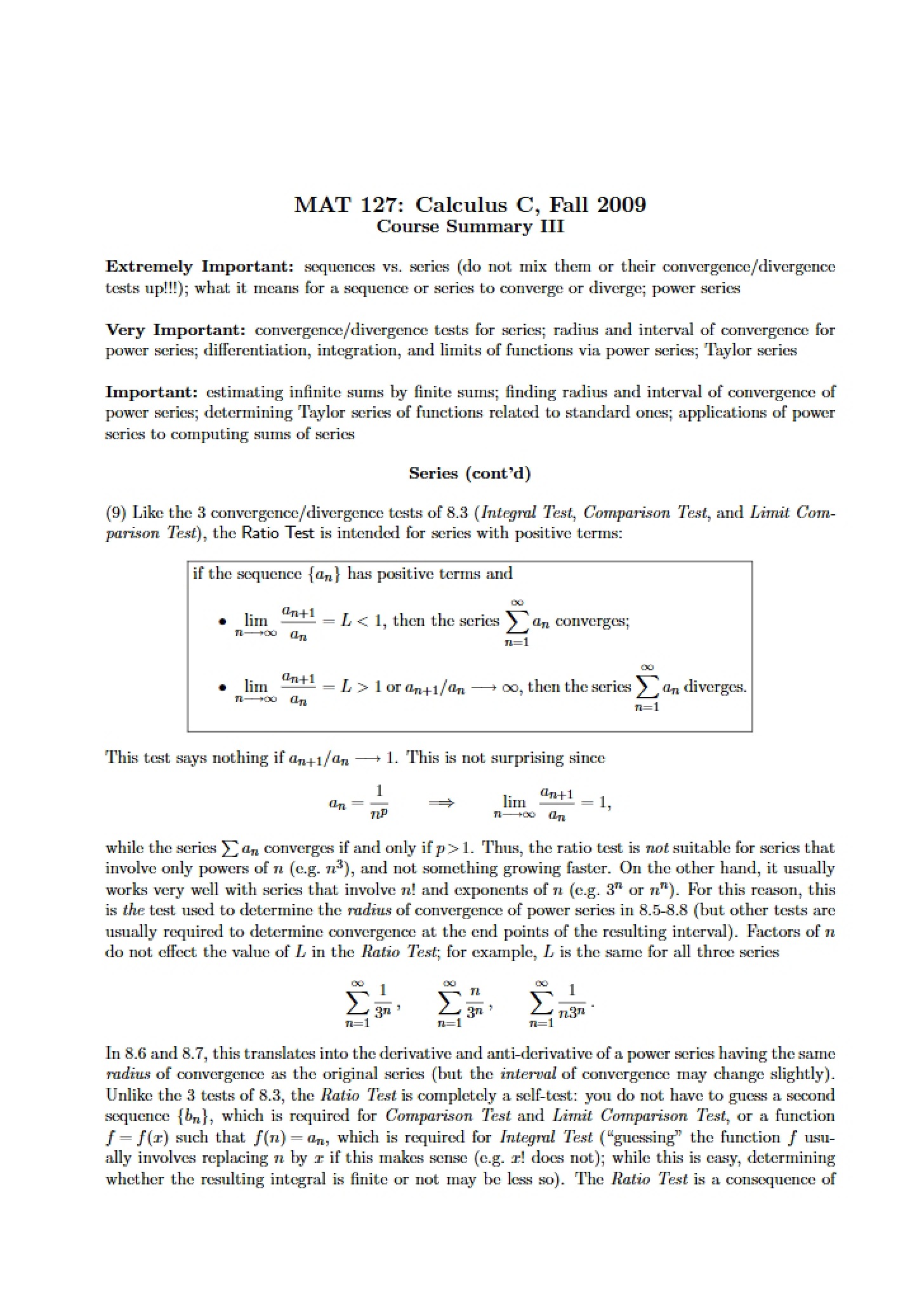 Third Course Summary