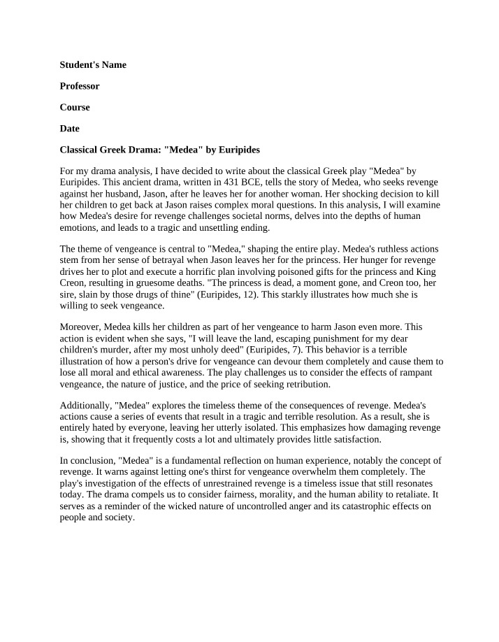 Euripides' Medea - The Tragic Consequences of Vengeance