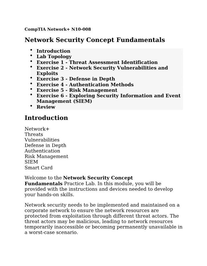 Network Security Fundamentals - Threat Assessment