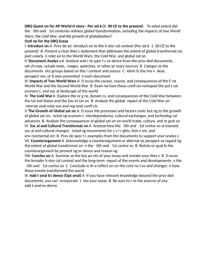 Period 6 DBQ Question (1900-Present)