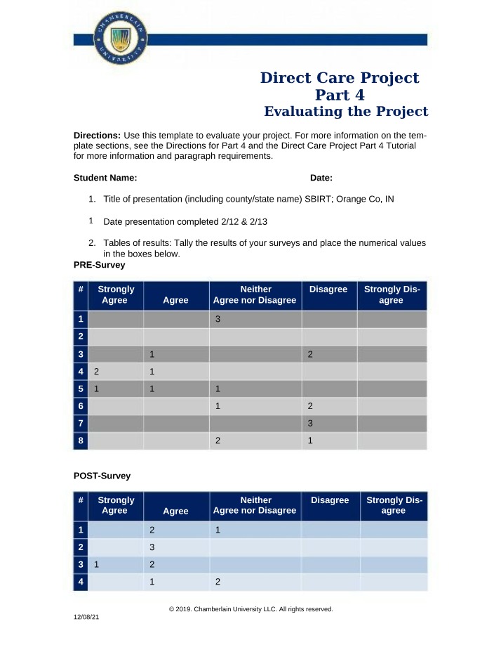 Part 4 - Evaluating the Direct Care Project