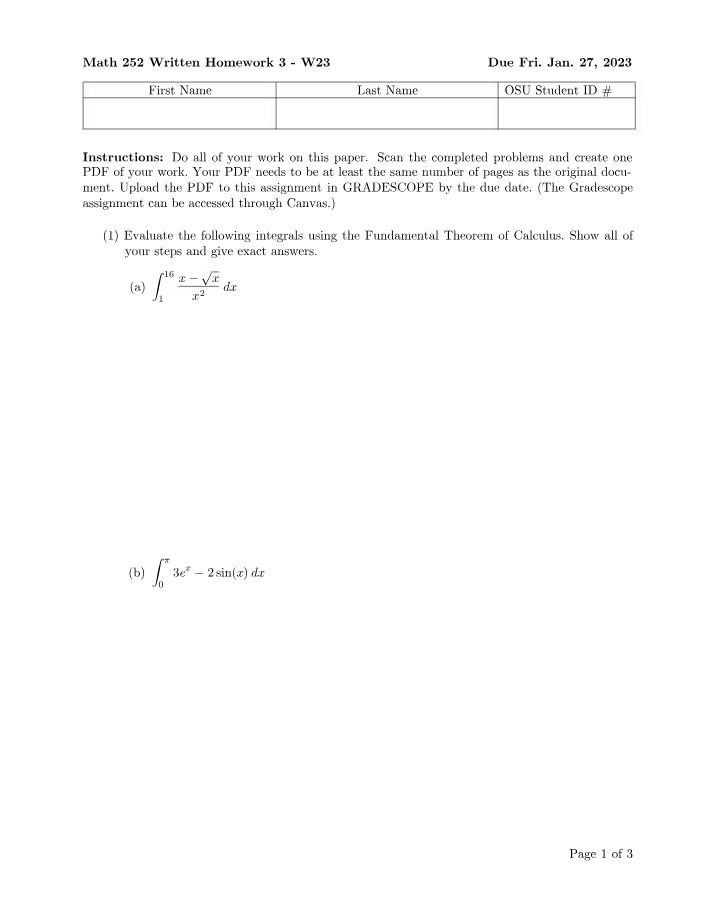 Written Homework 3 for Math 252