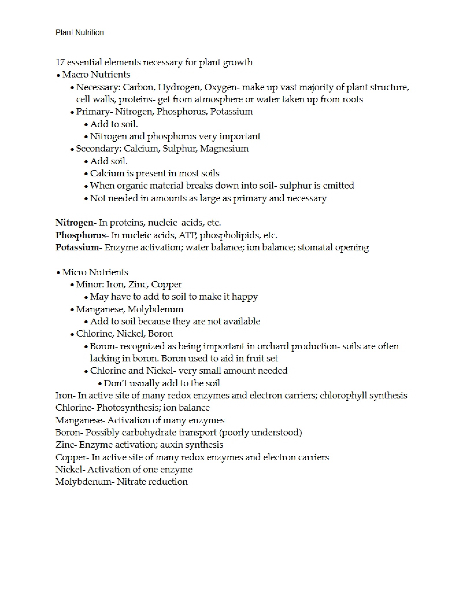 Nutrition of Plants
