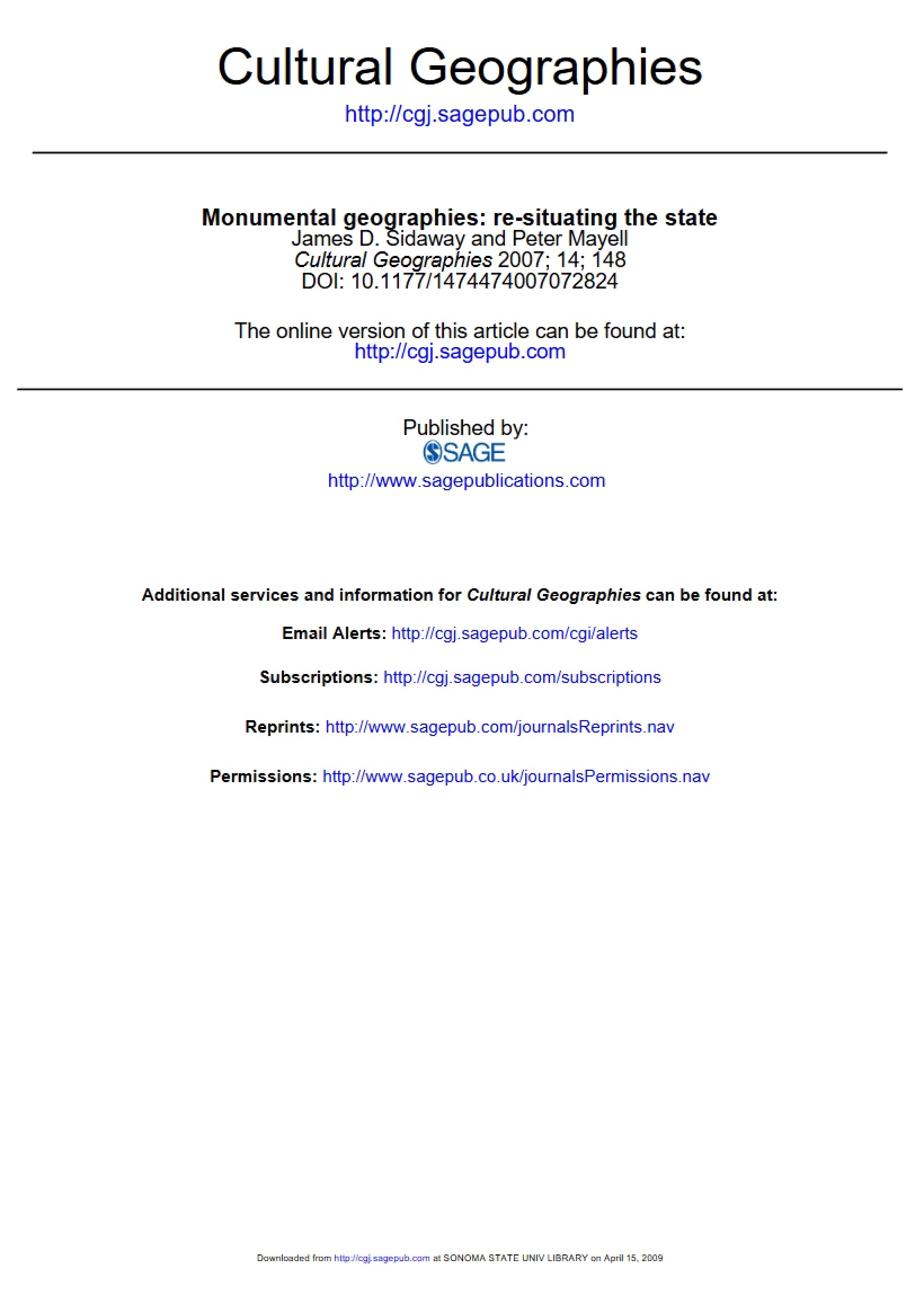 Re-situating the State Monumental Geographies