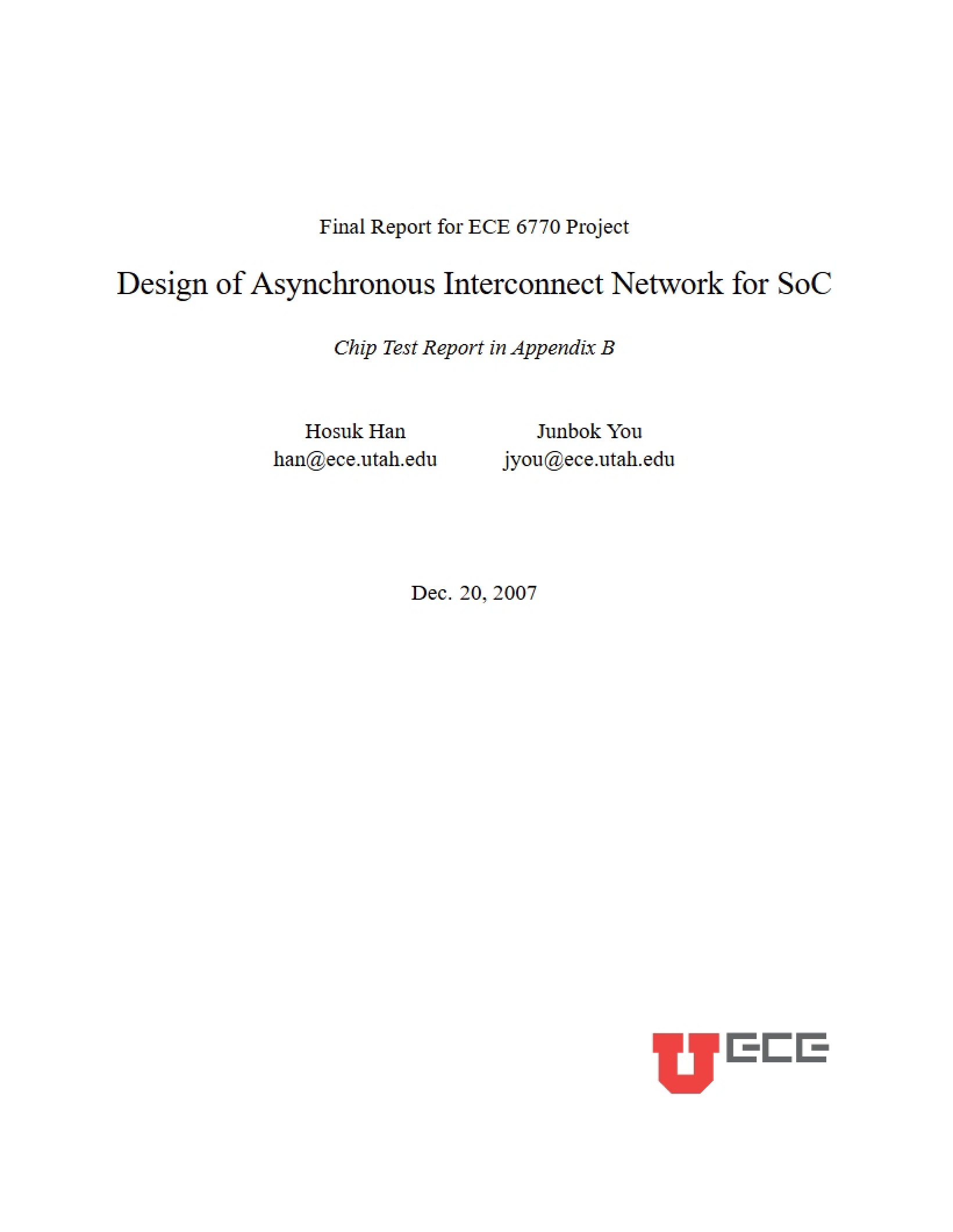 SoC Asynchronous Interconnect Network Design
