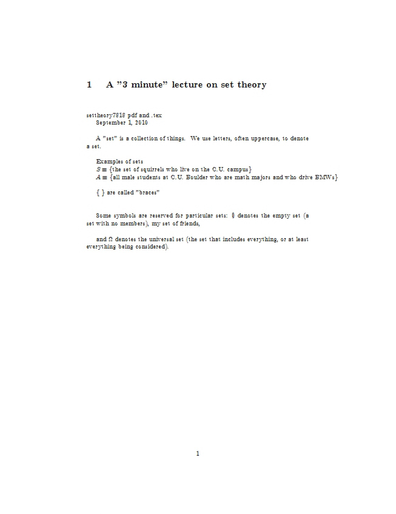 Lecture on Set Theory - 14 Pages