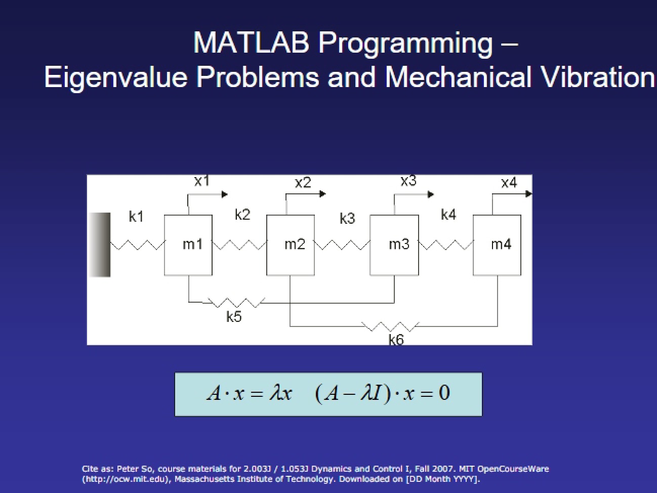 Mechanical Vibration and Eigenvalue Problems
