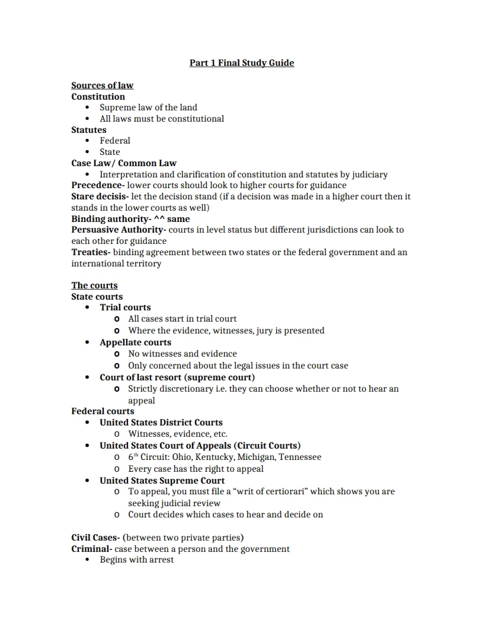 Final Study Guide (Part 1)